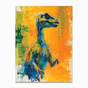Dinosaur Orange Blue Brushstrokes Portrait 3 Canvas Print