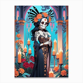 Floral Catrina Painting (23) Canvas Print