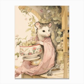Storybook Animal Watercolour Opossum 1 Canvas Print