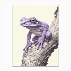 Purple Tree Frog Vintage Botanical 2 Canvas Print