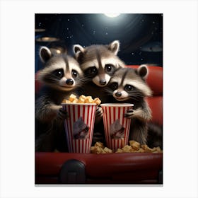 Cartoon Tres Marias Raccoon Eating Popcorn At The Cinema 2 Canvas Print