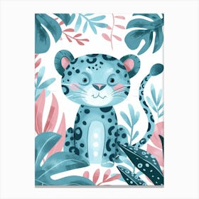 Blue Leopard In The Jungle Canvas Print