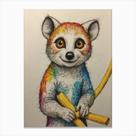 Rainbow Lemur Canvas Print