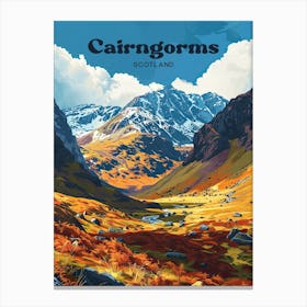 Cairngorms Scotland Mountain Travel Illustration Canvas Print