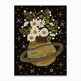 Saturn With Flowers Canvas Print