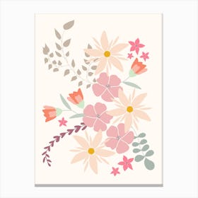 Flower Bouquet In Pastel Pink Canvas Print