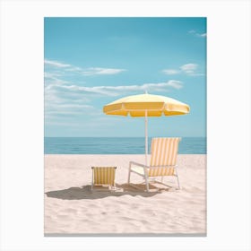 Retro Pastel Sunbeds On The Beach Summer Photography Canvas Print