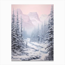 Dreamy Winter Painting Jasper National Park Canada 4 Canvas Print
