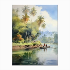 Tirta Gangga Indonesia Watercolour Painting 3  Canvas Print