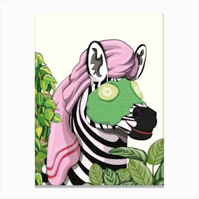Zebra Bathroom Facemask Canvas Print