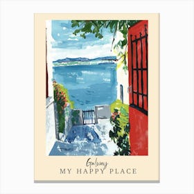 My Happy Place Galway 3 Travel Poster Canvas Print