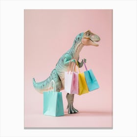 Pastel Toy Dinosaur With Shopping Bags 1 Canvas Print