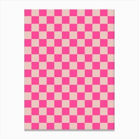 Checkerboard Coral Peach And Pink Canvas Print