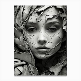 Portrait Of A Woman Covered In Leaves Canvas Print