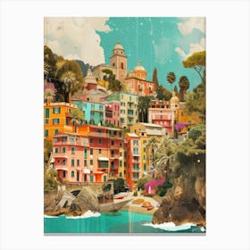Portofino   Retro Collage Style 1 Canvas Print