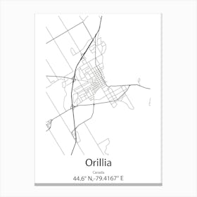 Orillia,Canada Minimalist Map Canvas Print