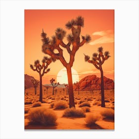 Retro Illustration Of A Joshua Trees At Sunset 1 Canvas Print