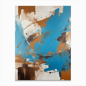 Abstract Painting In Dark Blue Brown White Colors Canvas Print