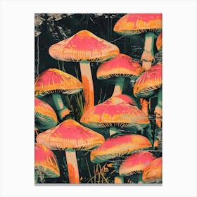 Retro Kitsch Mushroom Collage 4 Canvas Print