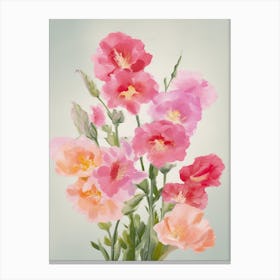 Snapdragons Flowers Acrylic Painting In Pastel Colours 2 Canvas Print