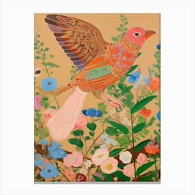 Maximalist Bird Painting Finch Canvas Print