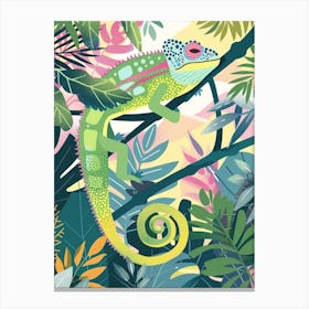 Chameleon In The Jungle Modern Abstract Illustration 6 Canvas Print