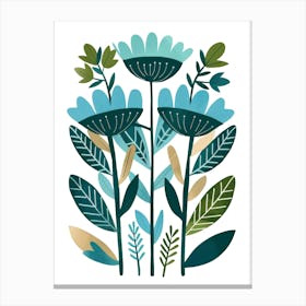 Flowers In Blue And Green Canvas Print