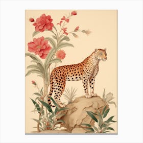 Leopard And Flowers 1 Canvas Print