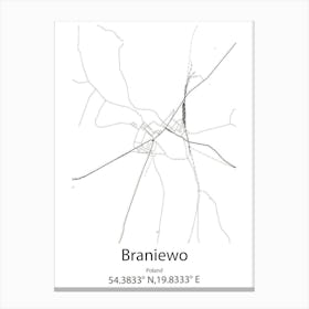 Braniewo,Poland Minimalist Map Canvas Print