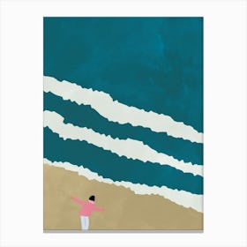 Minimalist Beach Illustration Scandi Nordic Wall Art Canvas Print