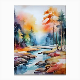 Watercolor Of A River 7 Canvas Print