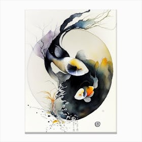 Fish 2 Yin And Yang Japanese Ink Canvas Print