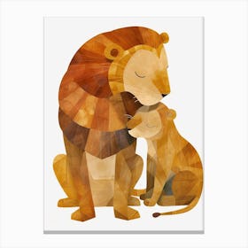 African Lion Family Bonding Clipart 4 Canvas Print