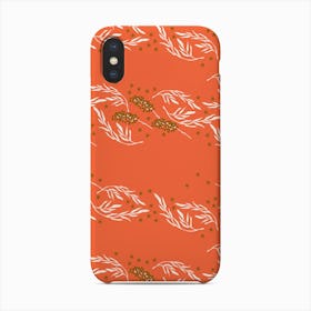 White Floral Pattern On Coral Phone Case
