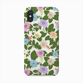 Passiflora And Lily Flowers Happy Pattern With White Background Phone Case