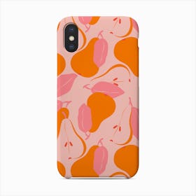Pattern With Vibrant Orange Pears On Light Pink Phone Case