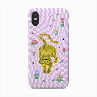 Tiger Flowers Checkerboard Phone Case