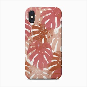 Coral Monstera Leaves Phone Case