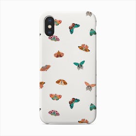 Colorful Moths And Butterfly Pattern On White Phone Case