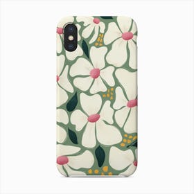 White Daisy Flowers On Green Phone Case