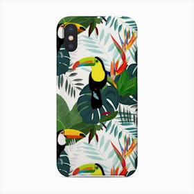 Taucan And Bird Of Paradise Flowers Tropical Forest Colorful Summer Pattern Phone Case