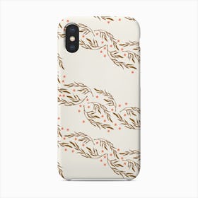 Golden Florals Pattern On White With Coral Flowers Phone Case