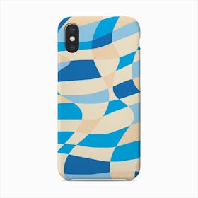 Blue Beige Wavy Checkered Phone Case