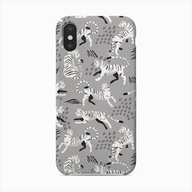 White Tiger Pattern On Gray With Decoration Phone Case
