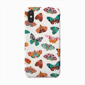Colorful Hand Drawn Moths And Butterflies Pattern On White Phone Case