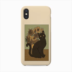 Black Cat And Sunflowers Phone Case