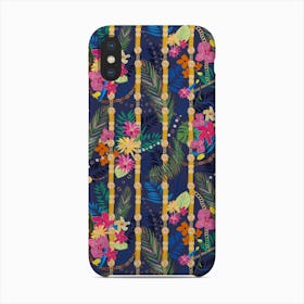 Tropical Flowers Golden Belt And Chain Vibrant Colored Trendy Pattern Phone Case