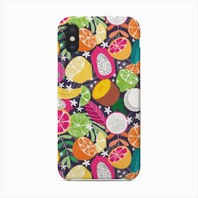 Tropical Fruits Pattern On Deep Purple Phone Case