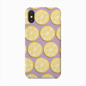 Lemon Slices On Light Purple Pattern Phone Case