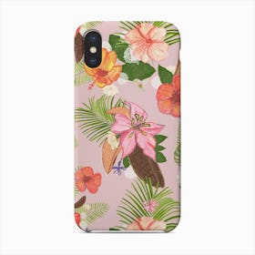 Tropical Watercolor Flowers And Leaves Pattern Phone Case